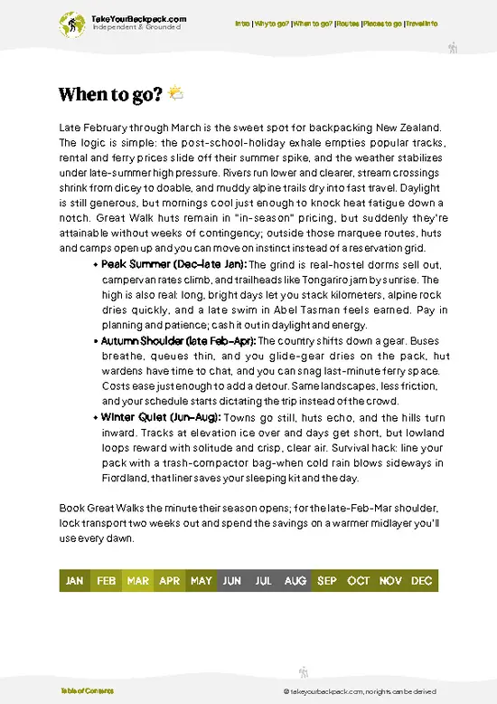 example page 3 from our offline Travel Guide for New Zealand